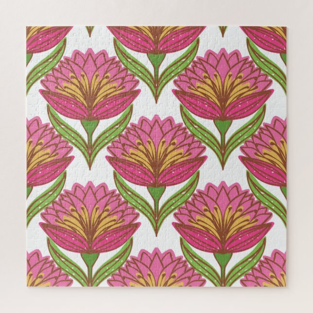 Puzzle Brillo floral: Vintage blanco rojo. (Vertical)