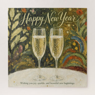 Puzzle Brindis de Champagne Elegante Arte Popular Año Nue