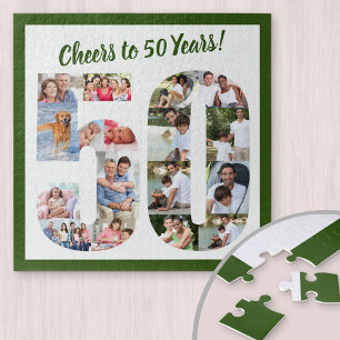 Puzzle Brindis por 50 años Número 50 Collage de fotos cua