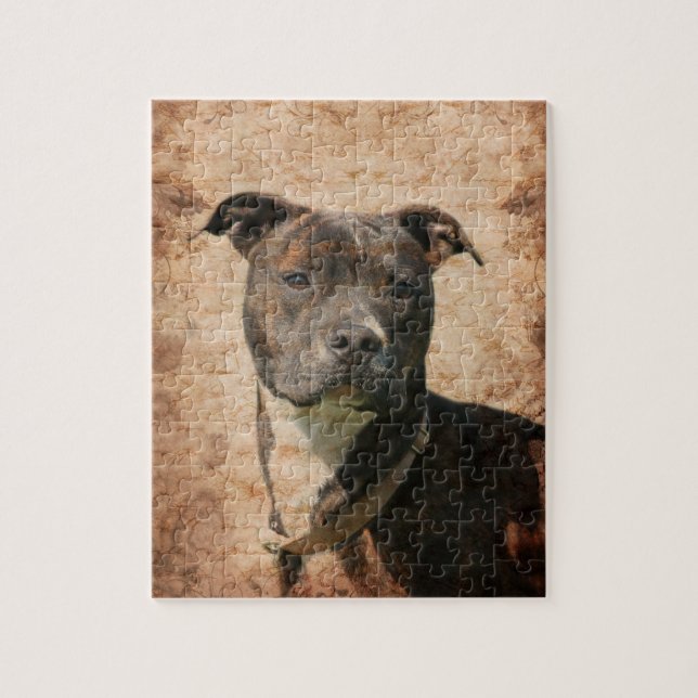 Puzzle Brindle y Pitbull blanco (Vertical)