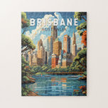 Puzzle Brisbane Australia Viaje arte Vintage<br><div class="desc">Diseño de viaje vectorial retro de Brisbane. Brisbane,  la vibrante capital de Queensland,  Australia,  es una ciudad que combina perfectamente la energía urbana con el encanto relajado. Está situado a orillas del río Brisbane y cuenta con un clima subtropical,  una belleza natural impresionante y un rico tapiz cultural.</div>