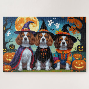Puzzle Brittany Spaniel Dogs Pumpkin Halloween Funny