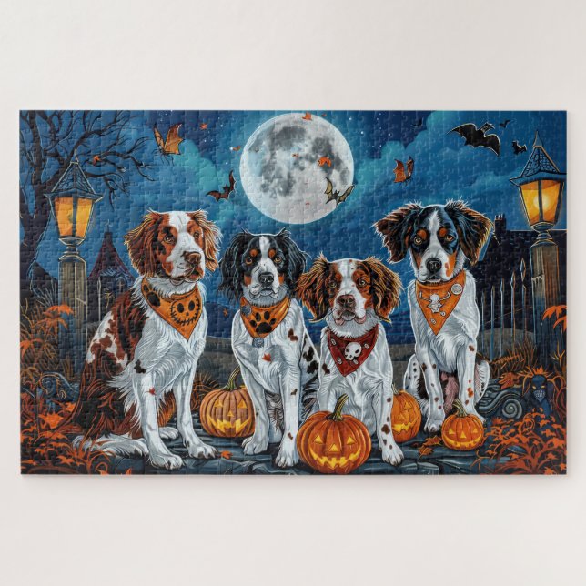 Puzzle Brittany Spaniel Halloween Spooky (Horizontal)