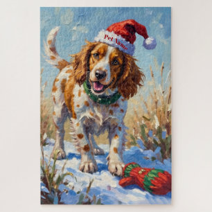 Puzzle Brittany Spaniel Señalando el Guante de Sombrero d