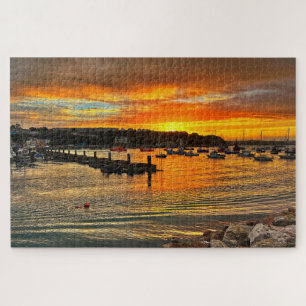Puzzle Brixham Twilight: puesta de sol ardiente y costa r