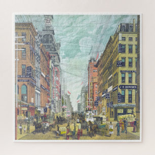 Puzzle Broadway Nueva York, alrededor de 1885