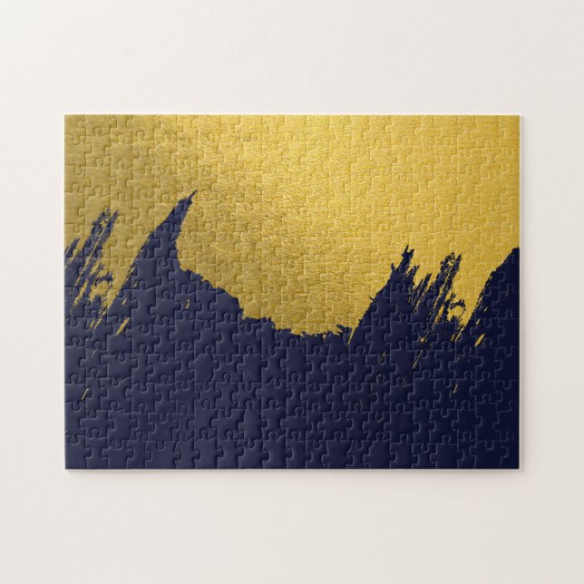 Puzzle Brochas de oro falsas con fondo azul marino (Horizontal)