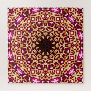 Puzzle Broche Mandala, fondo geométrico vintage.