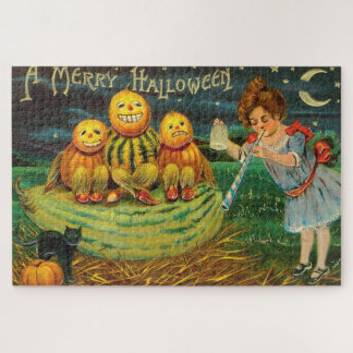 Puzzle Broma de bruja joven: Hombres de calabaza en Altar