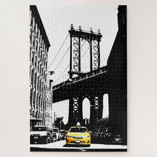 Puzzle Brooklyn Bridge New York City Nyc Yellow Taxi (Vertical)