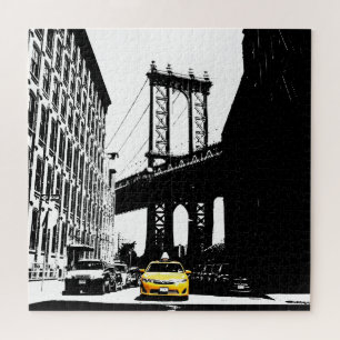 Puzzle Brooklyn Bridge New York City Nyc Yellow Taxi