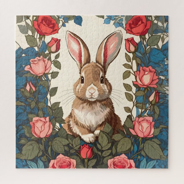 Puzzle Brown Bunny Rosa Garden (Vertical)