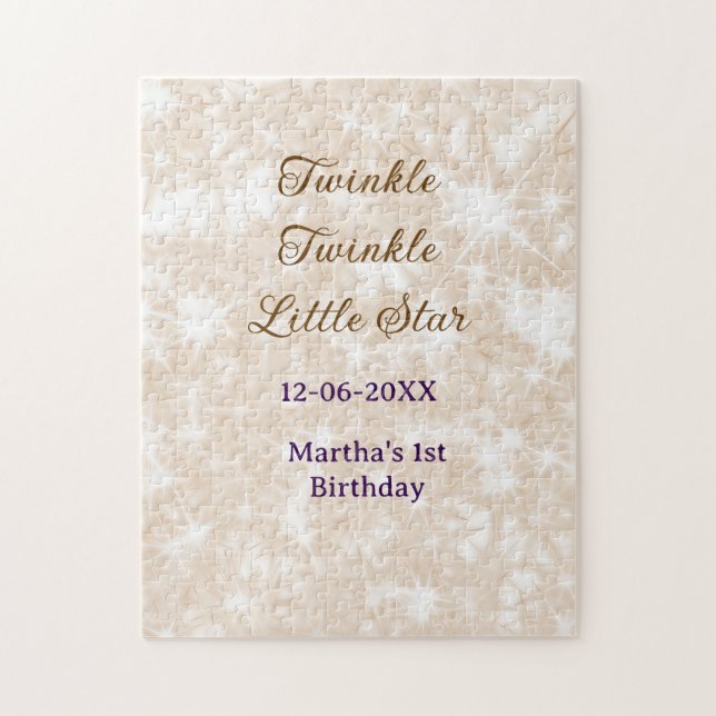 Puzzle Brown glitter twinkle twinkle little star birthday (Vertical)