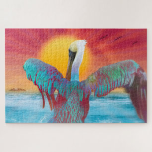 Puzzle Brown Pelican ISLAND SUNSET