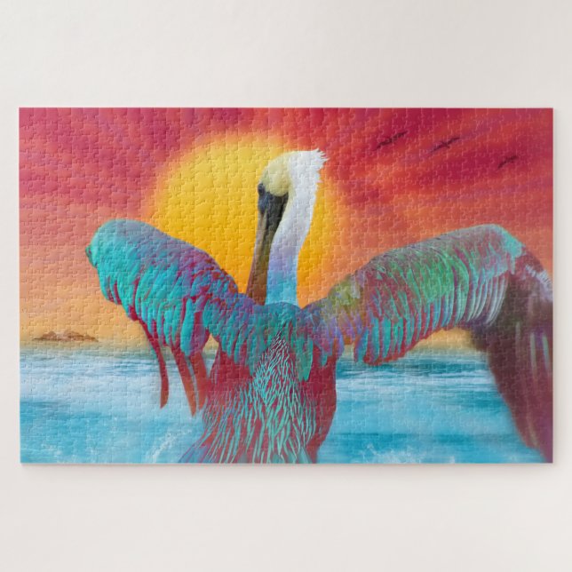 Puzzle Brown Pelican ISLAND SUNSET (Horizontal)
