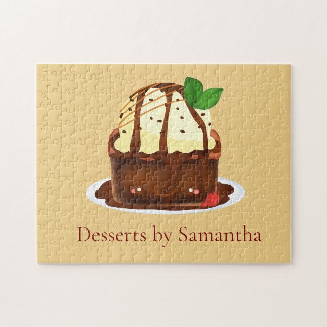 Puzzle Brownie de chocolate con helado de vainilla (Horizontal)