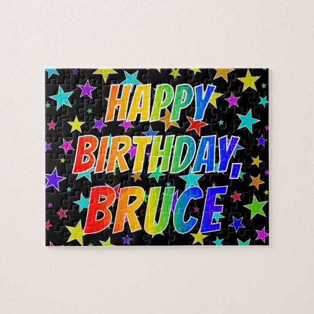 Puzzle "BRUCE" Nombre, Diversión "FELIZ CUMPLEAÑOS" (Horizontal)