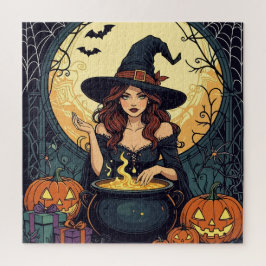 Puzzle Bruja caprichosamente encantadora con arañas y Jac