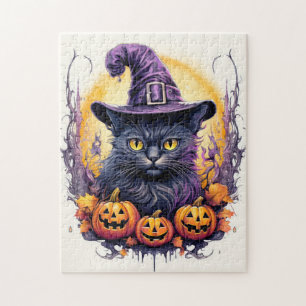 Puzzle Bruja de Gatito Pequeño y Lindo