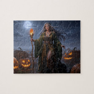 Puzzle Bruja de la Tierra del Parche de Calabazas bajo la