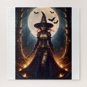 Puzzle Bruja del Bosque Steampunk de Halloween