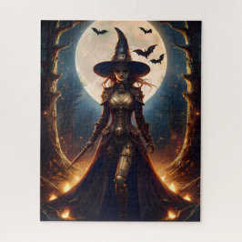Puzzle Bruja del bosque steampunk de Halloween