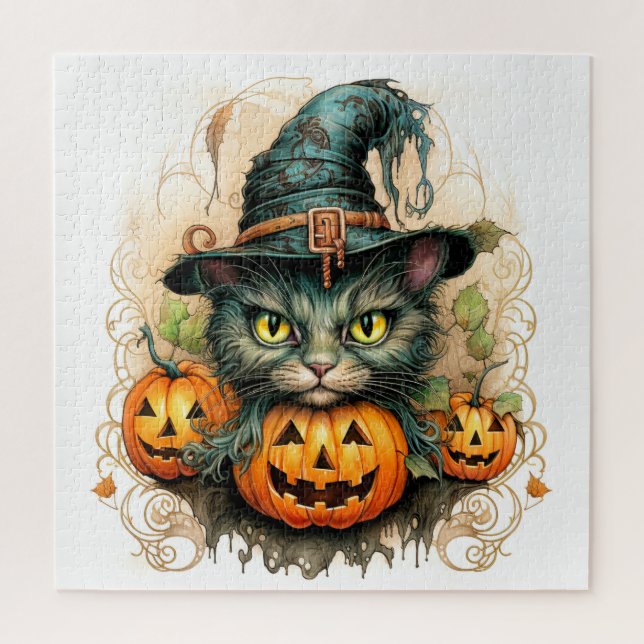 Puzzle Bruja Gatito Adorable (Vertical)