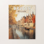 Puzzle Brujas Bélgica Ilustracion Viaje Arte Vintage<br><div class="desc">Diseño de viajes de vector retro Brujas. Brujas,  conocida como la "Venecia del Norte",  es una pintoresca ciudad medieval en Bélgica,  famosa por sus encantadores canales,  su arquitectura histórica y su chocolate de primera clase.</div>
