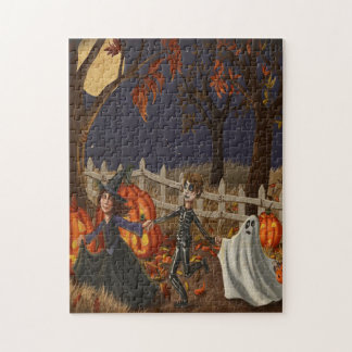 Puzzle Brujas de Halloween, espectros y fantasmas, oh dia