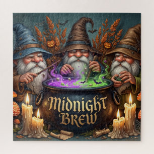 Puzzle Brujas Gnomos Bruja de Halloween Caldera de Cervez