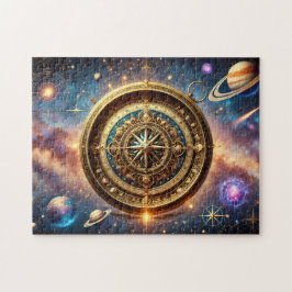 Puzzle Brújula Galáctica Diseño Celeste de Cielo Estrella