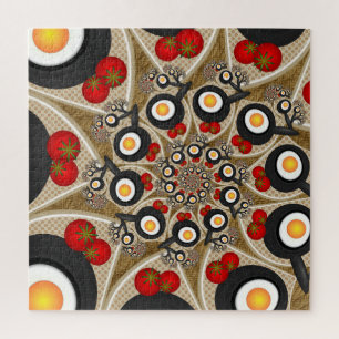 Puzzle Brunch Fractal Art Comida divertida, Tomates, Huev