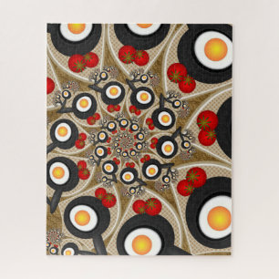Puzzle Brunch Fractal Art Comida divertida, Tomates, Huev