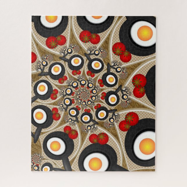 Puzzle Brunch Fractal Art Comida divertida, Tomates, Huev (Vertical)