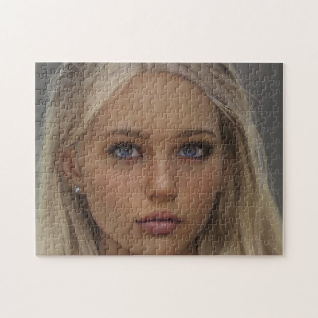 Puzzle Brunette de retrato rubia joven de ojos azules (Horizontal)