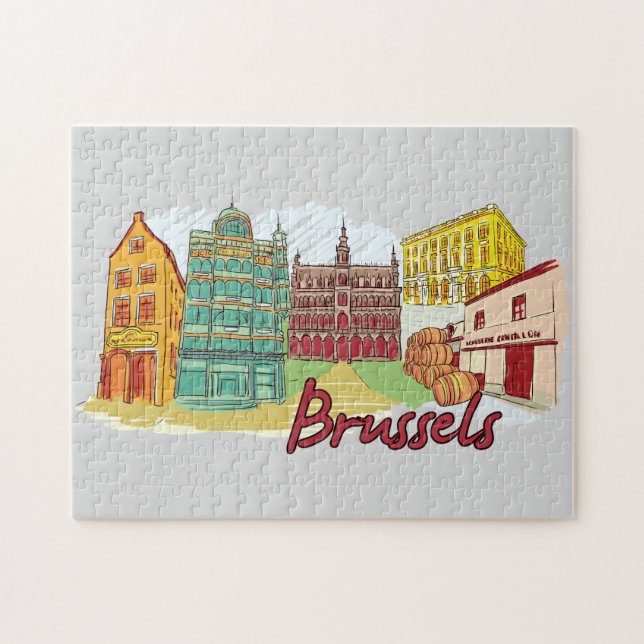 Puzzle Bruselas Bélgica Ciudad de viajes (Horizontal)
