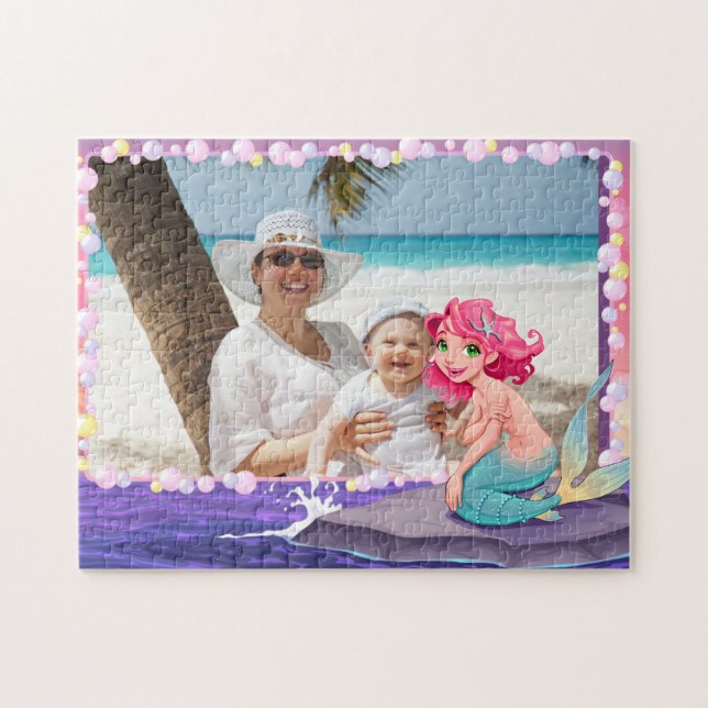 Puzzle Bubbly beach verano personalizado de sirena foto m (Horizontal)