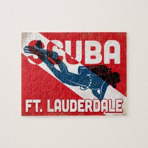 Puzzle Buceador Ft Lauderdale Scuba - Blue Retro