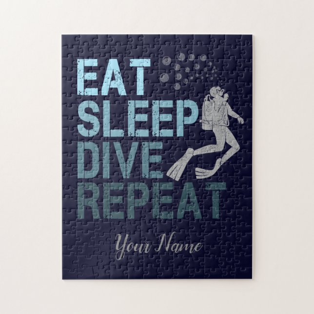 Puzzle Buceo Scuba Comer Sueño Buceo Repetir diciendo (Vertical)