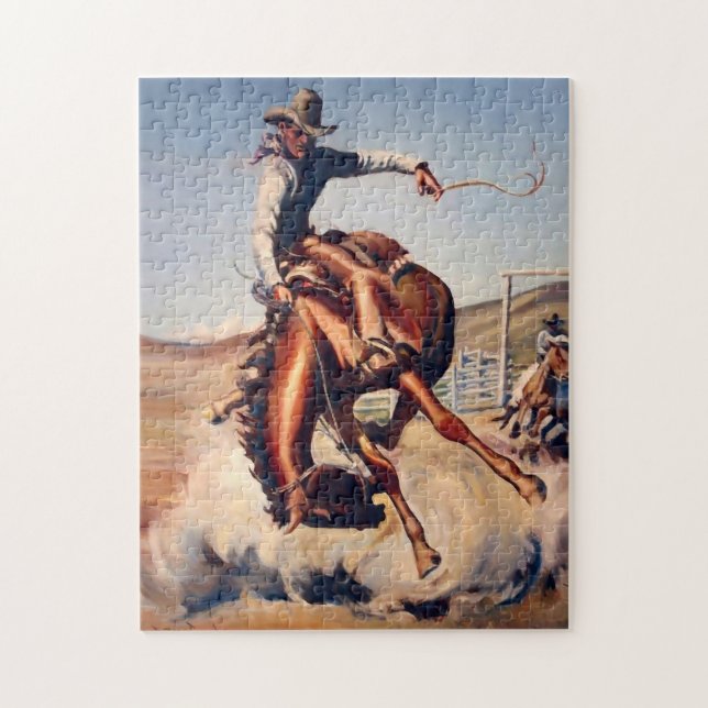 Puzzle “Bucking Bronco” Arte Occidental de Will James (Vertical)