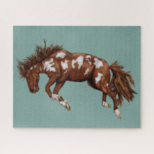 Puzzle Bucking paint horse