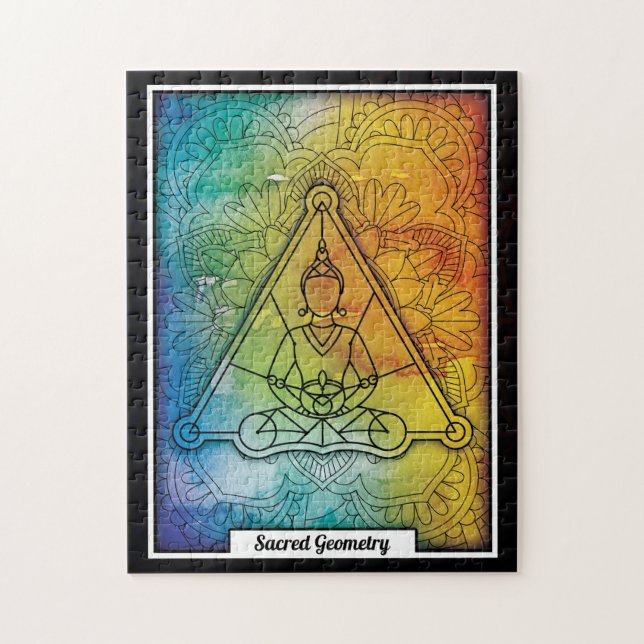 Puzzle Buda de geometría sagrada personalizada (Vertical)
