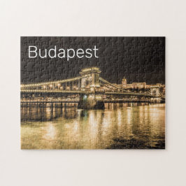 Puzzle Budapest Chain Bridge Hungría Retro Noche Vintage
