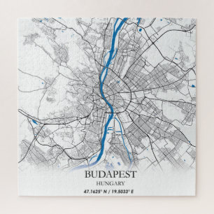 Puzzle Budapest Hungría Mapa de viajes Simple Mínimo