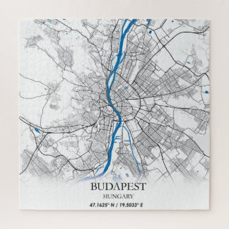 Puzzle Budapest Hungría Mapa de viajes Simple Mínimo