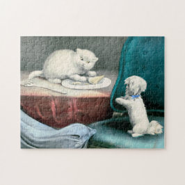 Puzzle Buen pequeño Fido y gatito travieso, 1893