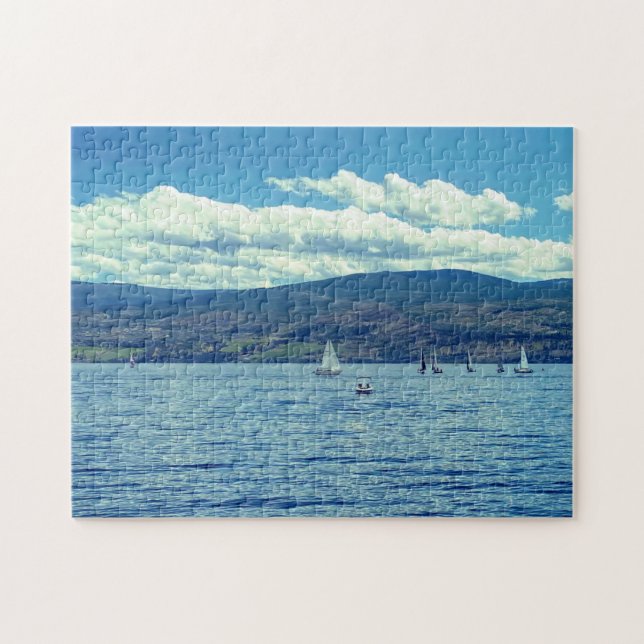 Puzzle Buenos días Navegación en barco de vela Lago Agua  (Horizontal)