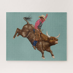 Puzzle Buey vintage cabalgando vaquero