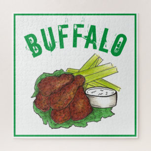 Puzzle Buffalo New York BBQ Chicken Wings Celery Sticks