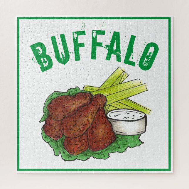 Puzzle Buffalo New York BBQ Chicken Wings Celery Sticks (Vertical)